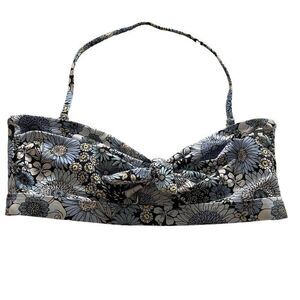 NEW VYB Floral‎ Print Knot Front Blue Bikini Top Sz Small